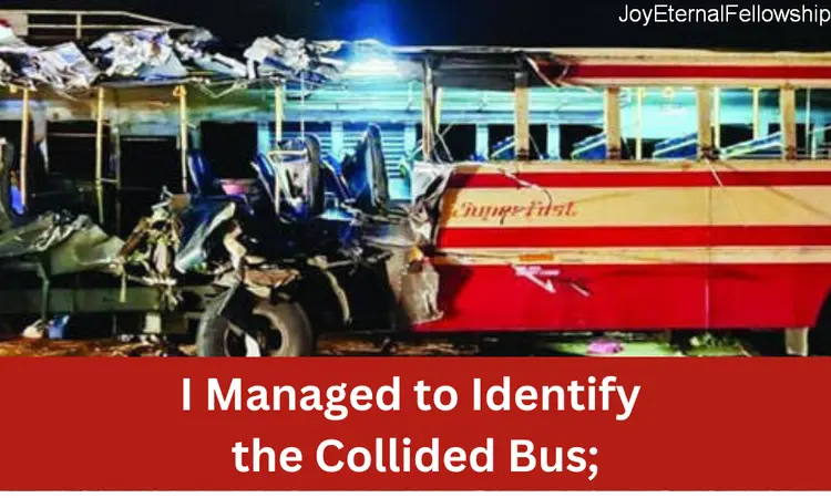Collided bus banner with JEF text